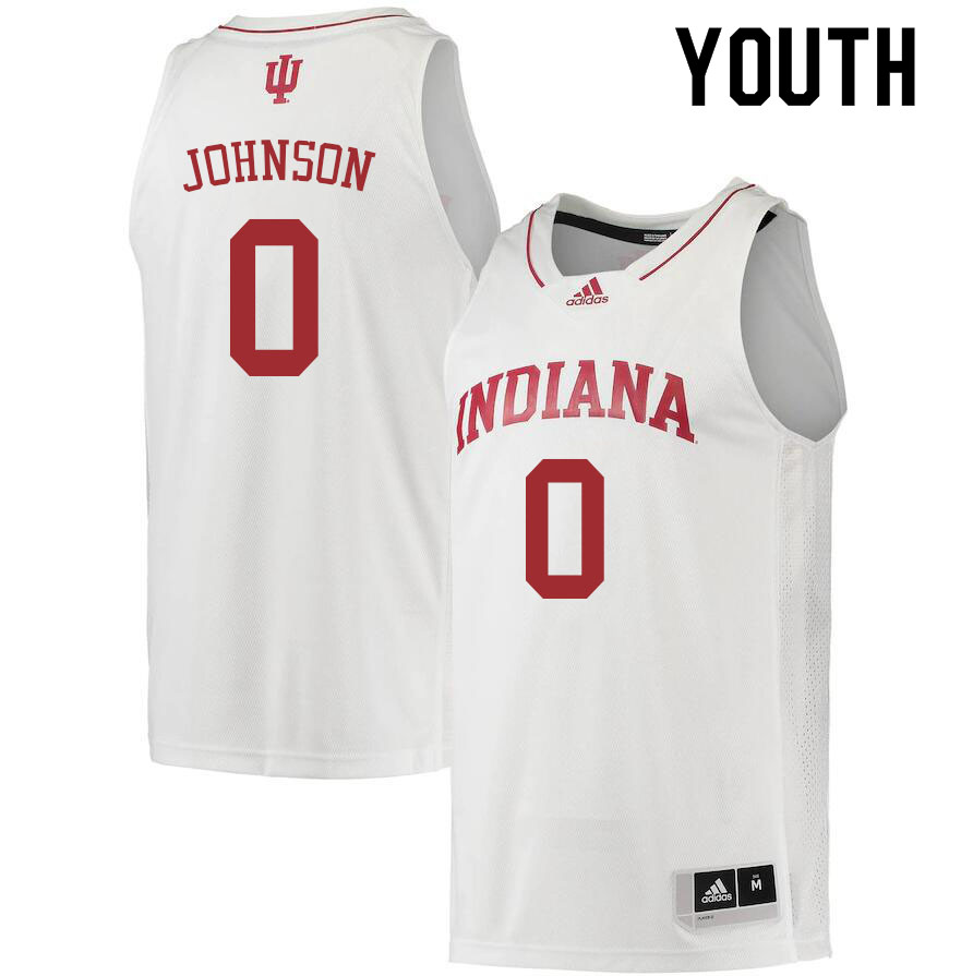 Youth #0 Xavier Johnson Indiana Hoosiers College Basketball Jerseys Sale-White - Click Image to Close